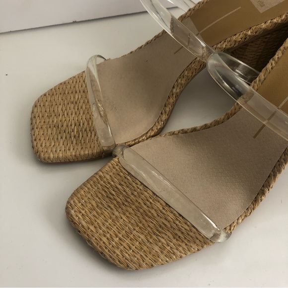 Dolce Vita Natie Clear strap jute block heels. - Picture 3 of 7